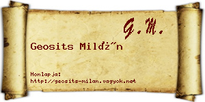 Geosits Milán névjegykártya